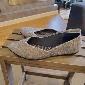 Kelly & Katie flats - Blue Linen/Blue Jean fabric